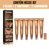 Kit Blush Contorno e Iluminador - 6 cores